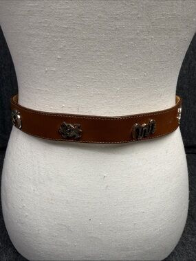 Silver Creek Women's Brown Leather Waist Belt with Silver Decorative Accents